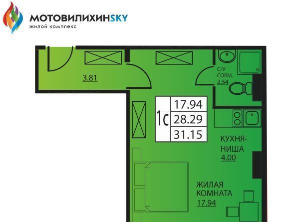 квартира г Пермь р-н Мотовилихинский ул Гашкова 2с/3 53к фото 1