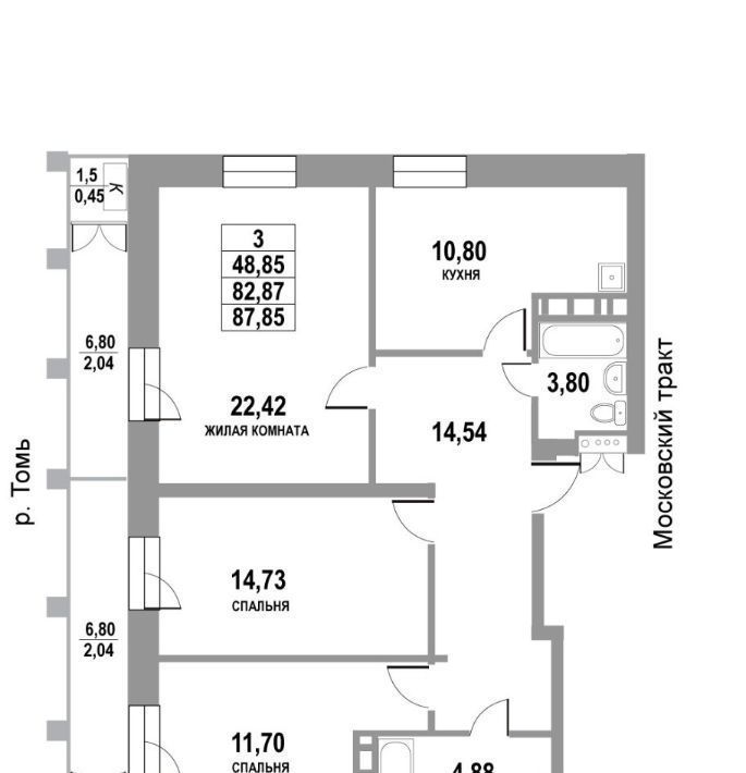 квартира г Томск р-н Кировский тракт Московский 109бс/4 фото 1