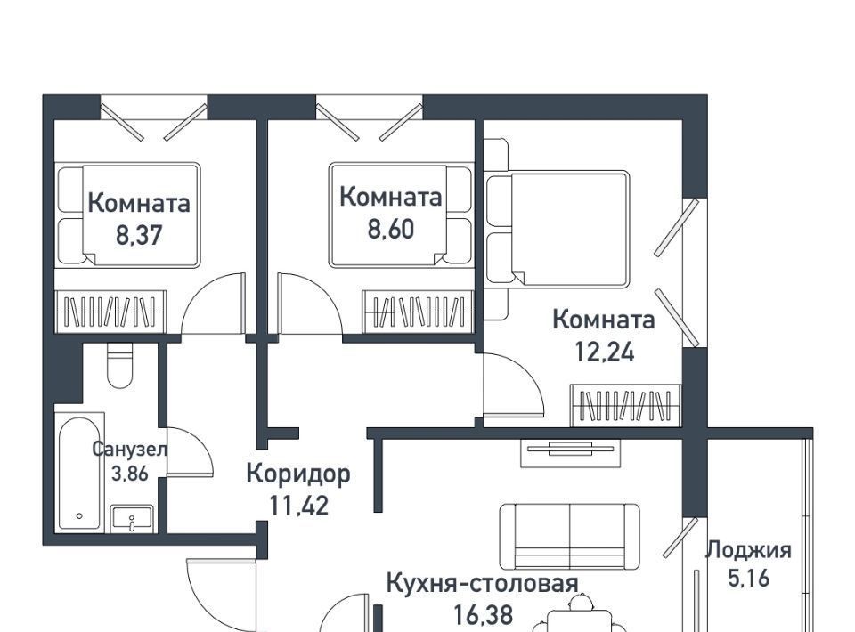 квартира р-н Сосновский п Пригородный Парковый Премиум жилой комплекс фото 1