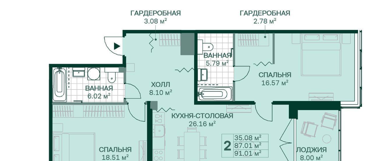 квартира г Санкт-Петербург метро Новочеркасская ЖК Магнифика фото 1