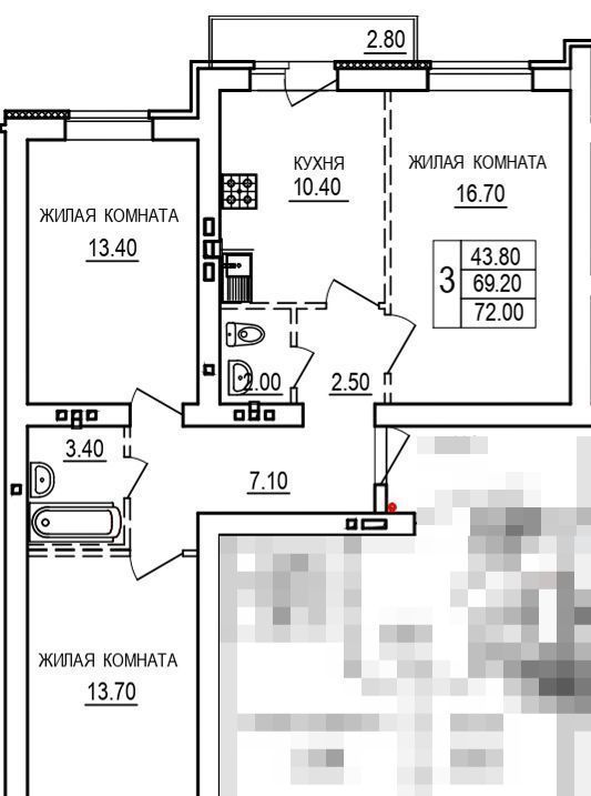 квартира г Саратов р-н Кировский посёлок Мирный ул Благодатная 1 ЖК «На Благодатной» фото 2