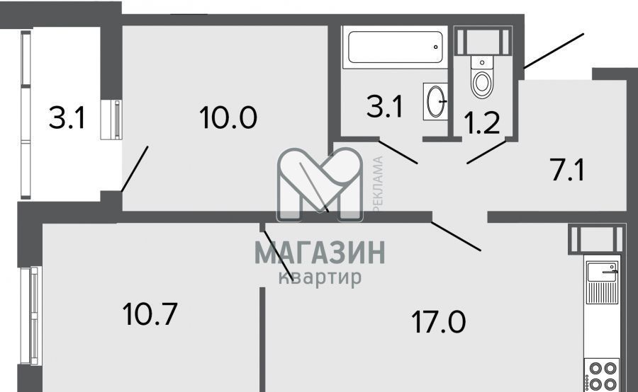 квартира г Санкт-Петербург метро Комендантский Проспект ул Плесецкая 19 пр-т Королева/ул. Плесецкая, уч. 307, корп. 4 фото 15