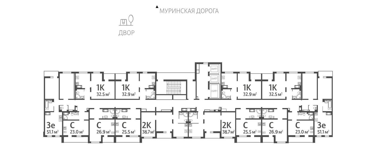 квартира г Санкт-Петербург метро Гражданский Проспект ул Чарушинская 24к/1 фото 2