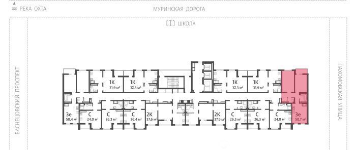 квартира г Санкт-Петербург метро Гражданский Проспект ул Чарушинская 26к/1 фото 3