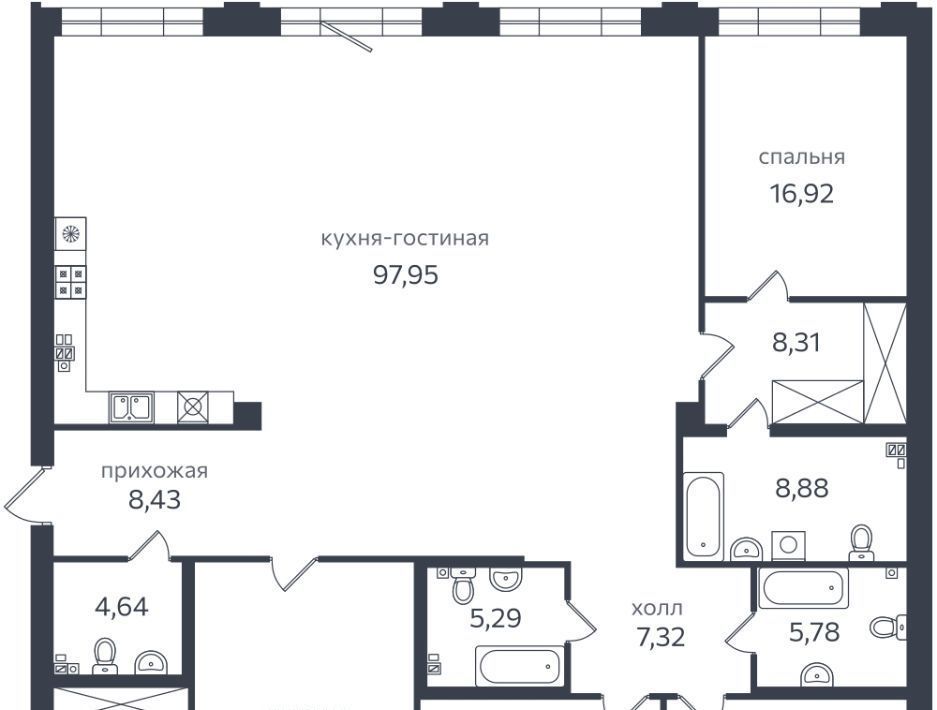 квартира г Санкт-Петербург метро Крестовский Остров коса Петровская 1к/2 Петровский округ фото 1