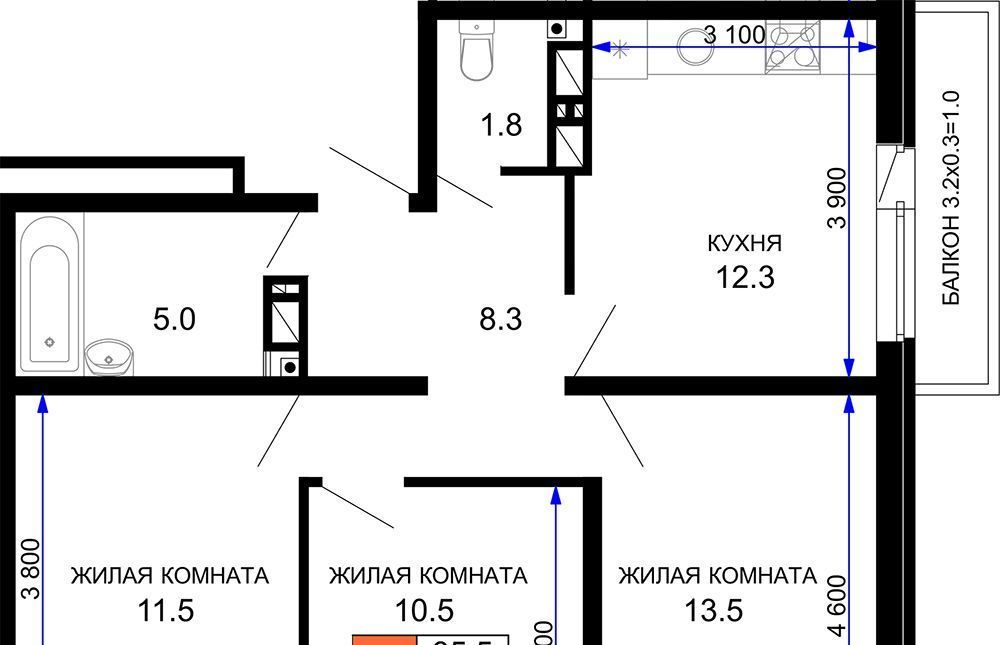 квартира г Краснодар р-н Прикубанский Николино Парк ЖК «Дыхание» Прикубанский округ фото 1