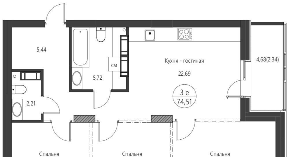 квартира г Хабаровск р-н Индустриальный Строитель ул Сысоева 21/1 фото 1