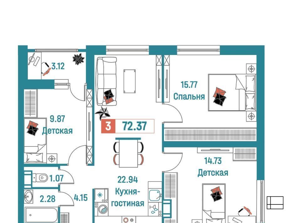 квартира р-н Всеволожский г Мурино ул Екатерининская 18/3 Девяткино фото 1