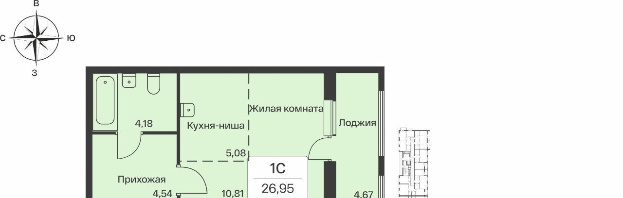 квартира р-н Всеволожский п Янино-1 ЖК Расцветай Янино Заневское городское поселение, Проспект Большевиков фото 1