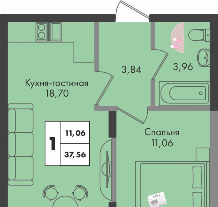 квартира г Краснодар р-н Прикубанский ул им. генерала Брусилова 1/1 5лит фото 1