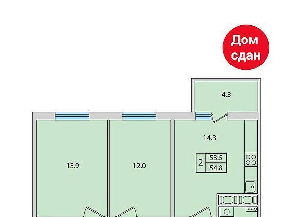 квартира р-н Ломоносовский п Новогорелово ул Современников 1к/1 Виллозское городское поселение, Проспект Ветеранов фото 1