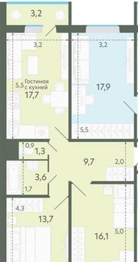 квартира г Новосибирск р-н Ленинский ул Титова 44 Мкр. «Чистая слобода» фото 2