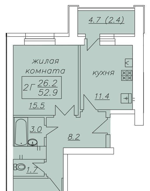 квартира р-н Зеленодольский г Зеленодольск пр-кт Строителей 38б фото 1