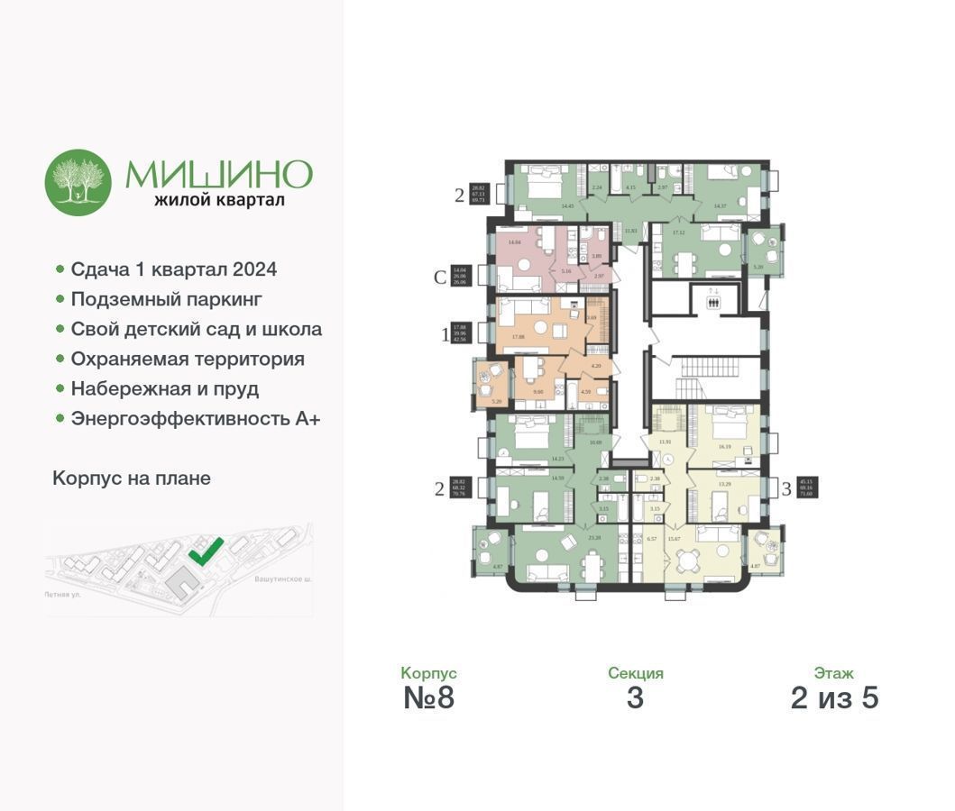 квартира г Химки ул Озерная 8 ЖК «Мишино-2» фото 3