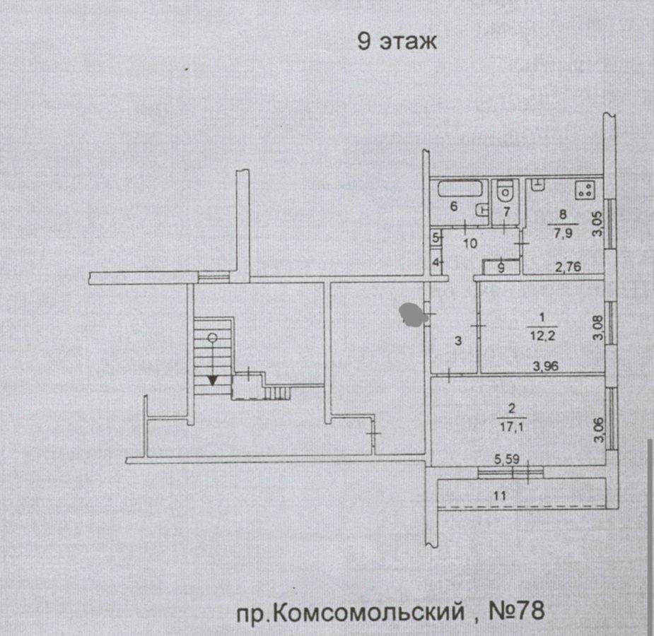 квартира г Челябинск р-н Курчатовский пр-кт Комсомольский 78 фото 14