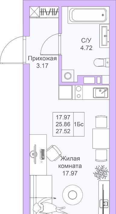 квартира г Казань метро Горки ЖК «Светлая долина» фото 1