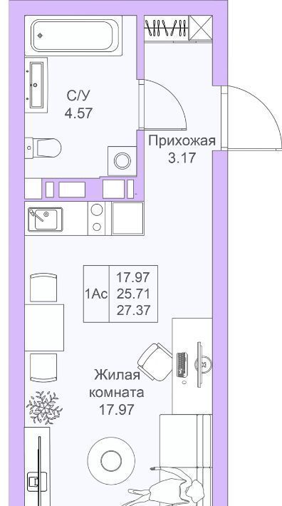 квартира г Казань метро Горки ЖК «Светлая долина» фото 1