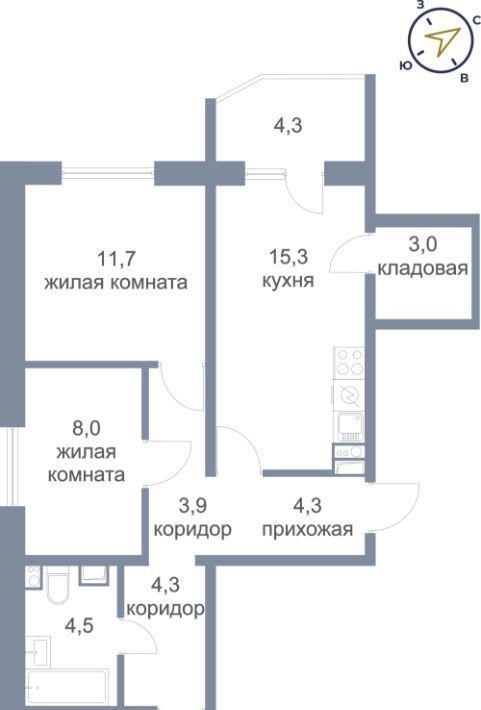 квартира р-н Сургутский пгт Белый Яр ул Единства 10 фото 1