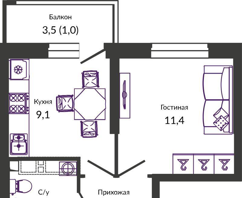 квартира г Краснодар р-н Прикубанский ул им. Героя Георгия Бочарникова 2/1 фото 1