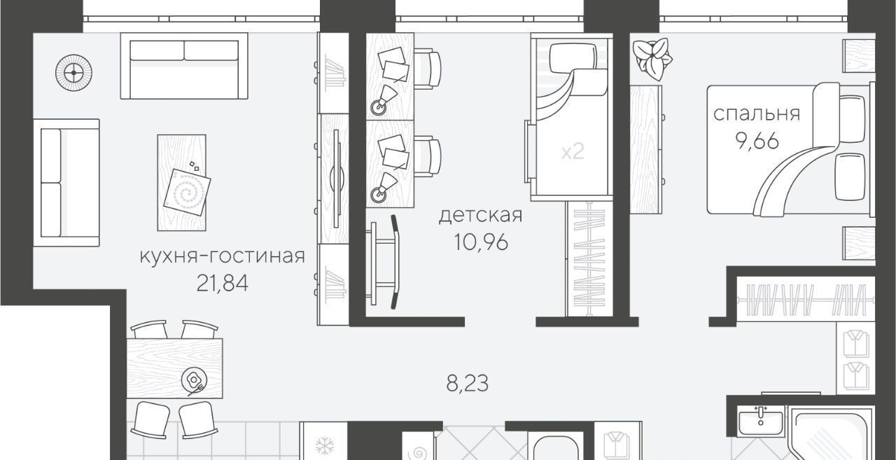 квартира г Тюмень р-н Калининский ул Василия Малкова 12 фото 1