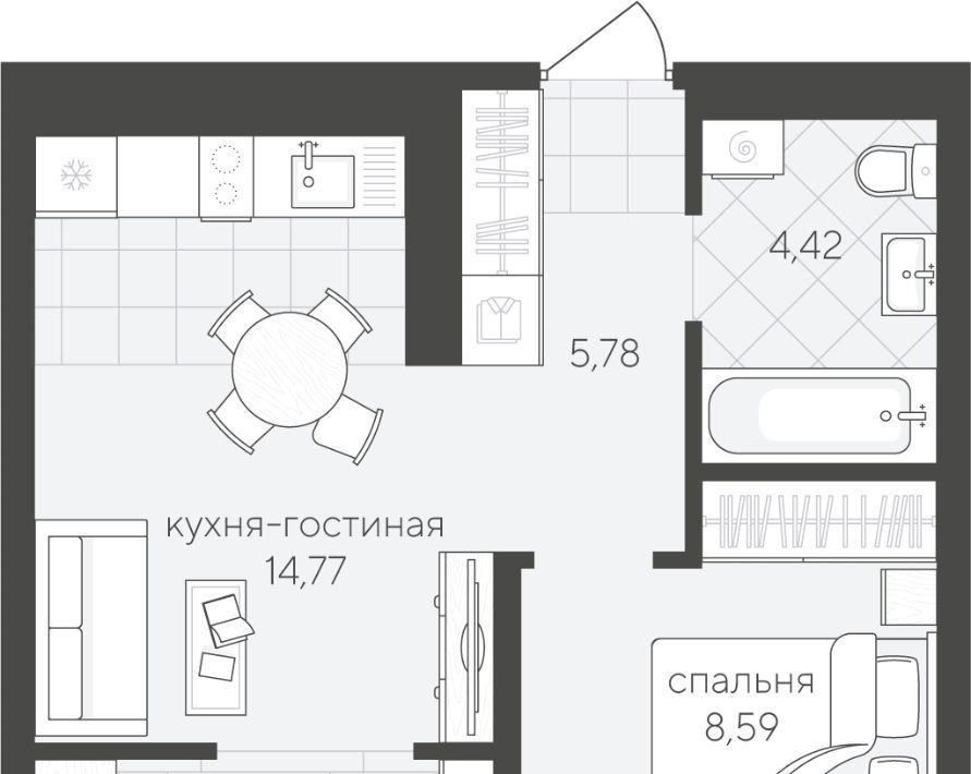 квартира г Тюмень р-н Калининский ул Василия Малкова 12 фото 1