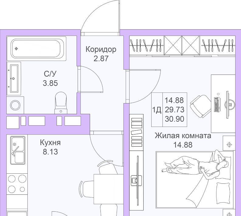 квартира г Казань метро Горки ЖК «Светлая долина» фото 1