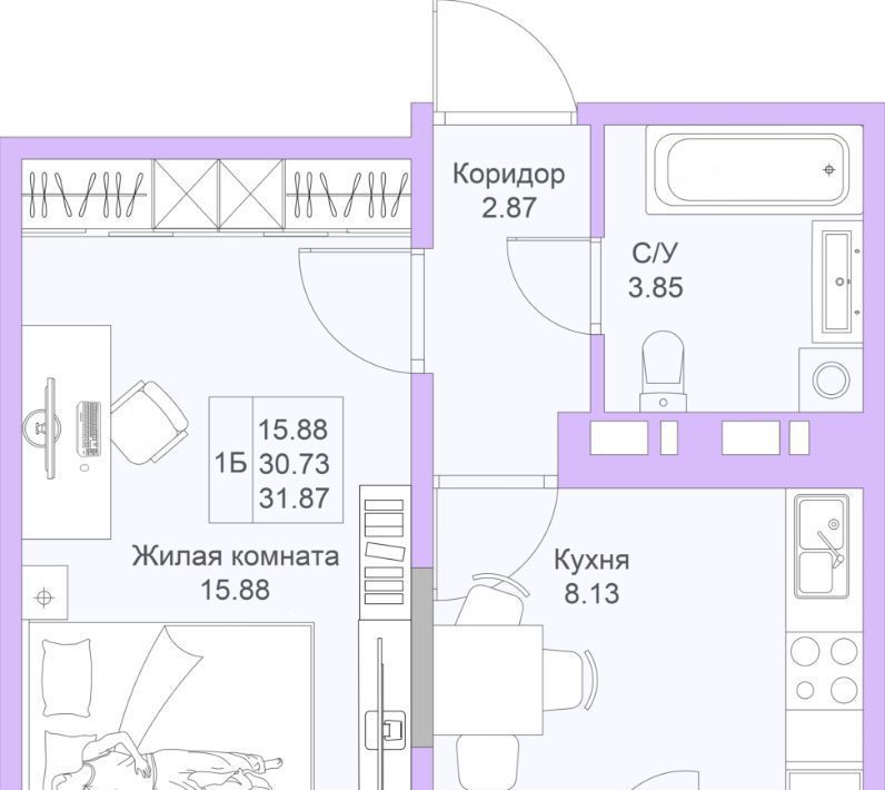 квартира г Казань метро Горки ЖК «Светлая долина» фото 1