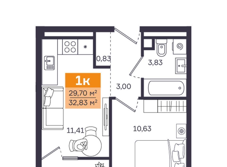 квартира г Курган мкр 1-й п Заозерный жилрайон, 25Б фото 1