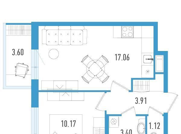 квартира г Санкт-Петербург п Шушары пр-кт Старорусский 9 метро Купчино ЖК AEROCITY 3 фото 1