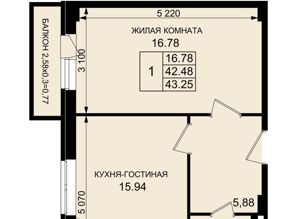 квартира р-н Динской п Южный ул Екатерининская 1к/1 Южно-Кубанское с/пос фото 1