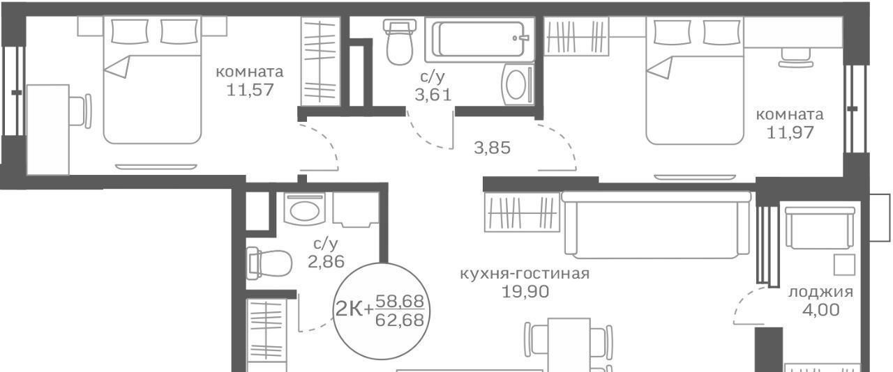 квартира р-н Тюменский д Патрушева ул Александра Пушкина 14 фото 1