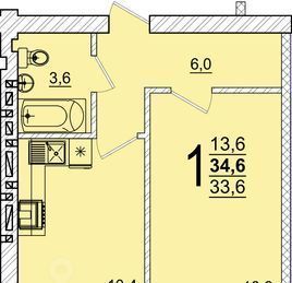 квартира р-н Тахтамукайский аул Новая Адыгея ул Тургеневское шоссе 33/3 22 ЖК «Дарград» Старобжегокайское с/пос, аул фото 1