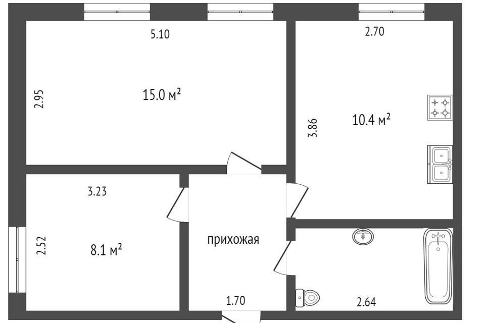 квартира г Сыктывкар м Дырнос ул Ручейная 28 фото 8