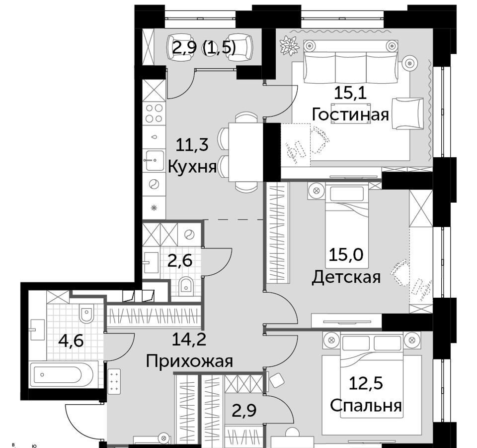 квартира г Москва метро Хорошёво Хорошево-Мневники проезд 3-й Силикатный 7/1 ЖК «Sydney City» фото 1