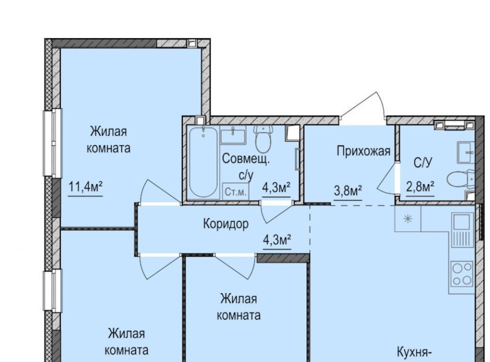 квартира г Ижевск р-н Индустриальный ул 10 лет Октября 75/1 фото 1