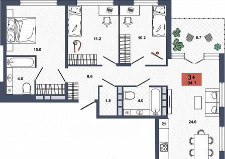 квартира г Тюмень р-н Калининский ул Виктора Тимофеева 10 фото 1