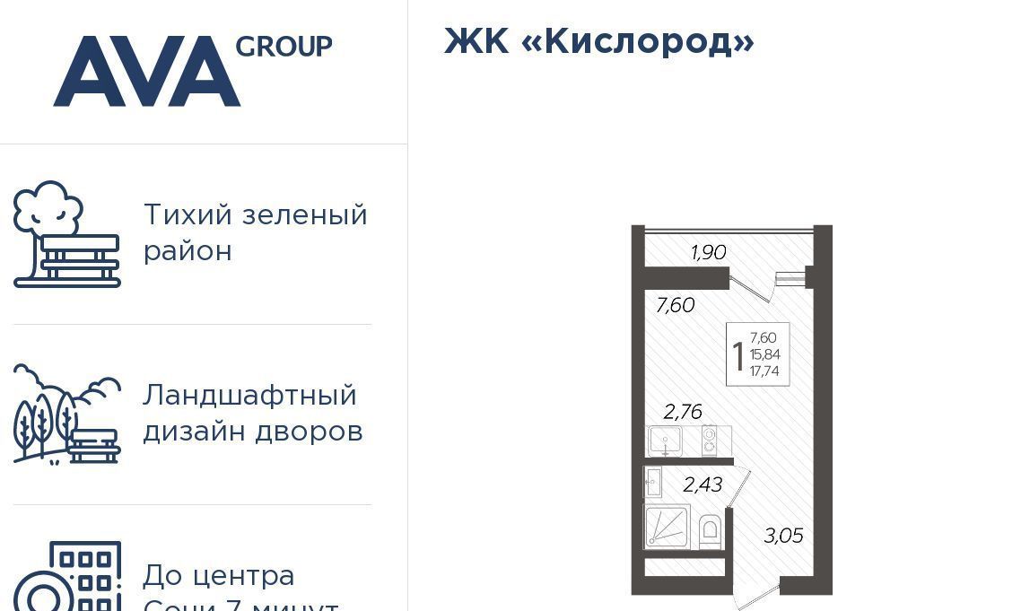 квартира г Сочи р-н Хостинский ЖК «Кислород» фото 1