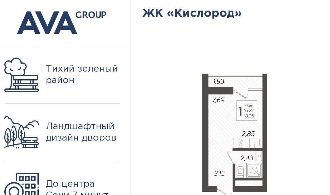 квартира г Сочи р-н Хостинский ЖК «Кислород» фото 1