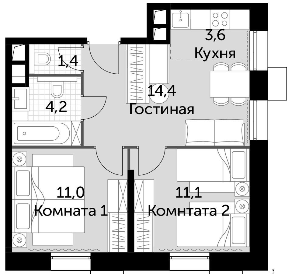 квартира г Москва метро Тушинская Покровское-Стрешнево Волоколамское шоссе  дублёр, 71/22 к 3 фото 1