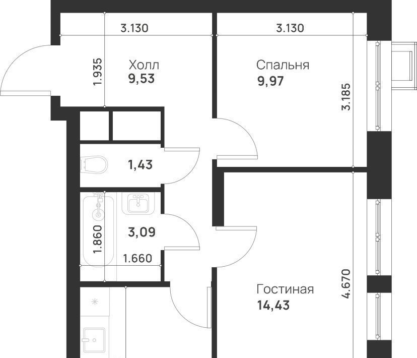 квартира г Москва метро Бульвар Рокоссовского ш Открытое 14д фото 2