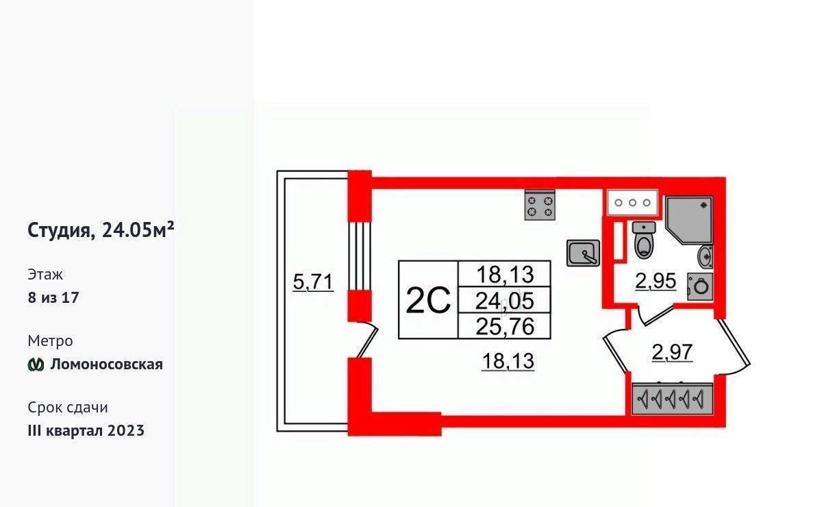 квартира г Санкт-Петербург метро Ломоносовская Щемиловка ул Фарфоровская 32 ЖК «Стрижи в Невском 2» фото 1