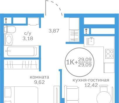 квартира г Тюмень р-н Калининский ДОК ул Краснооктябрьская 16 ЖК Меридиан Запад Калининский административный округ фото 1