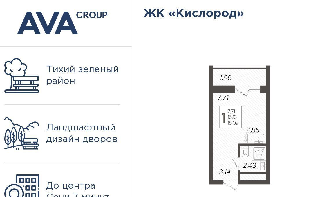 квартира г Сочи р-н Хостинский ЖК «Кислород» 10 фото 1