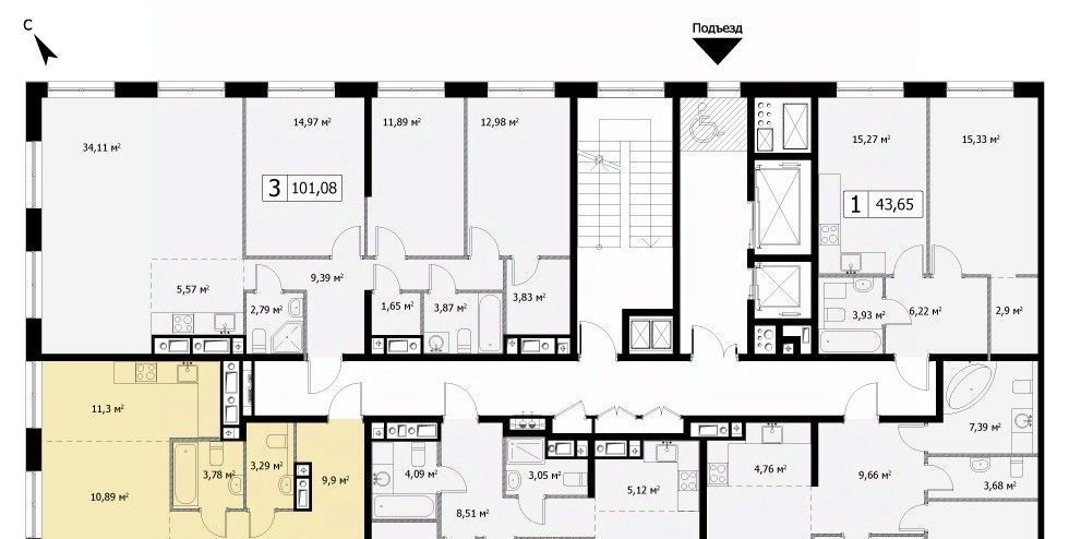 квартира г Москва метро Бульвар Рокоссовского ул 3-я Гражданская 35к/2 фото 15