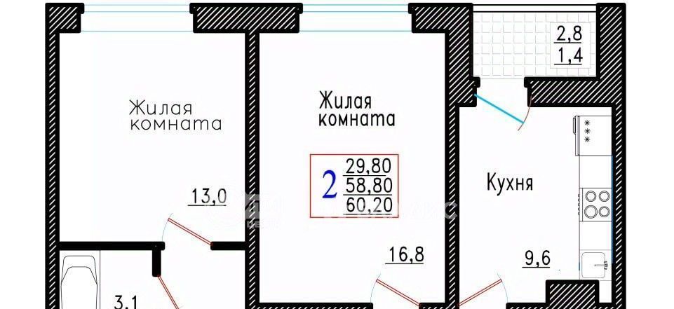 квартира г Воронеж р-н Советский ул Острогожская 166/4 фото 1