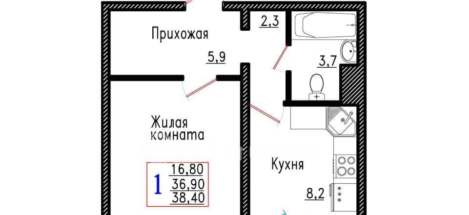 квартира г Воронеж р-н Советский ул Острогожская 166/4 фото 1