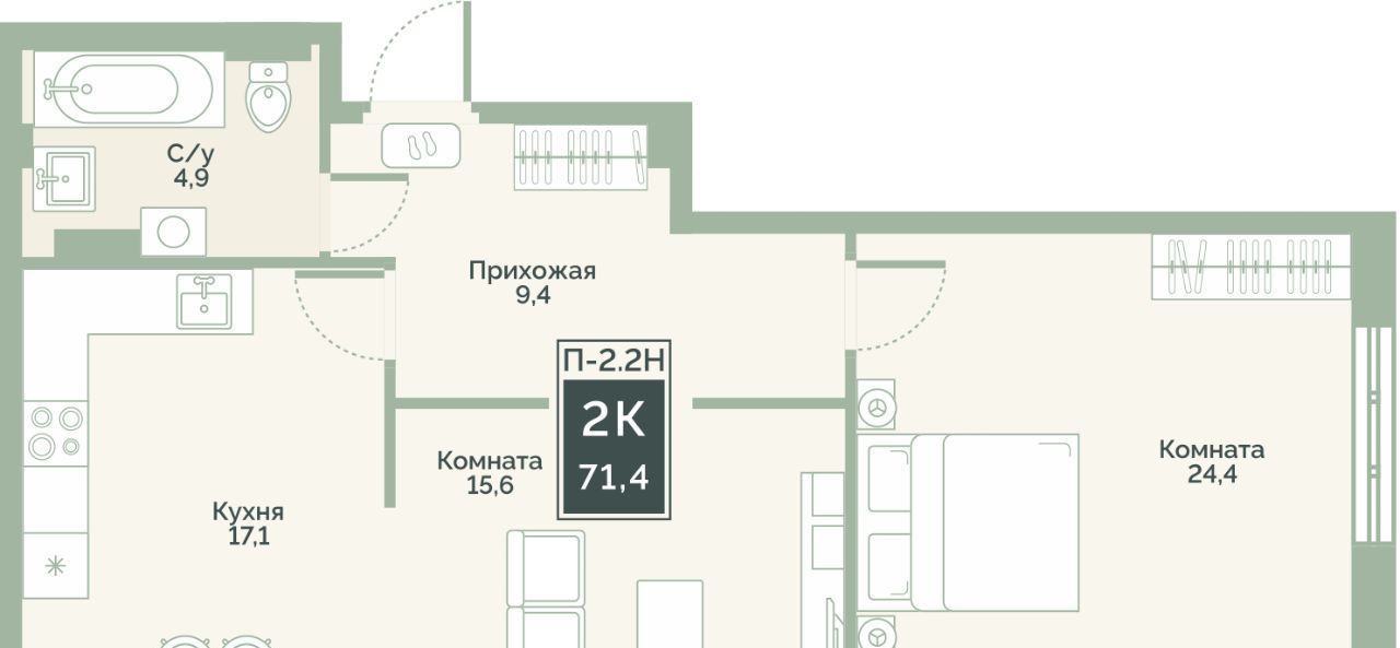 квартира г Курган мкр 6а п Заозерный ул Витебского 5 жилрайон фото 1