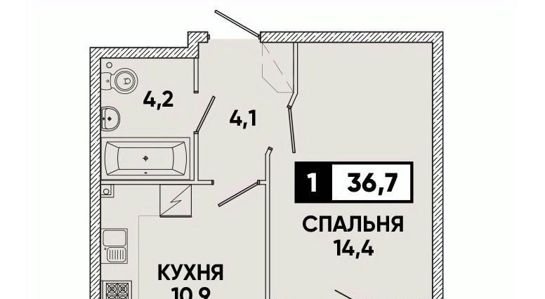 квартира г Ставрополь р-н Промышленный пр-кт Российский 12к/1 фото 1