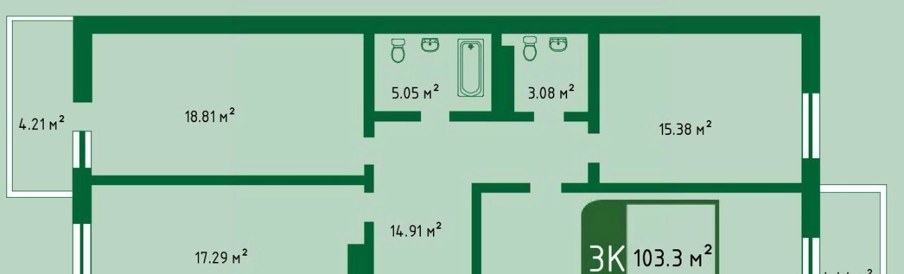 квартира г Тюмень р-н Центральный ул Салтыкова-Щедрина 58/3 фото 2