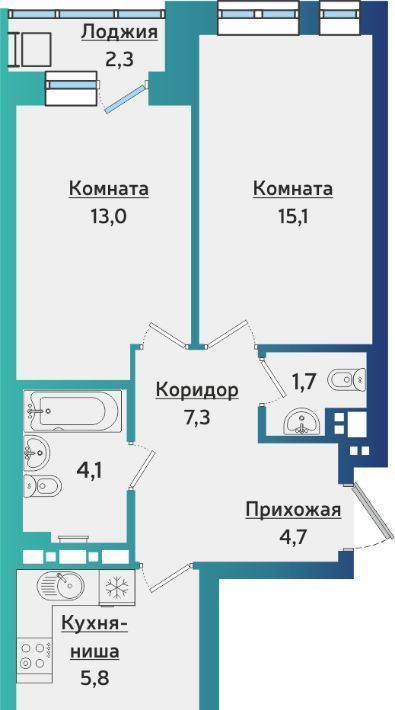 квартира г Ижевск р-н Индустриальный ЖК Васнецово 1 фото 1